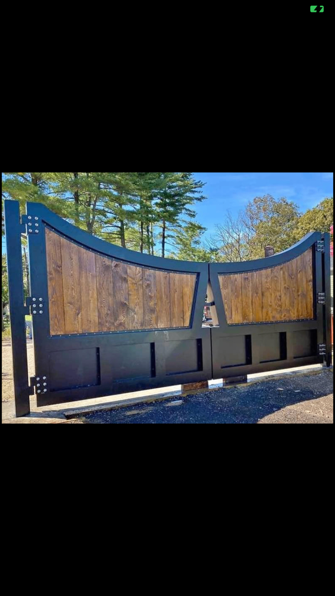 Arched Wood & Steel Driveway Gate