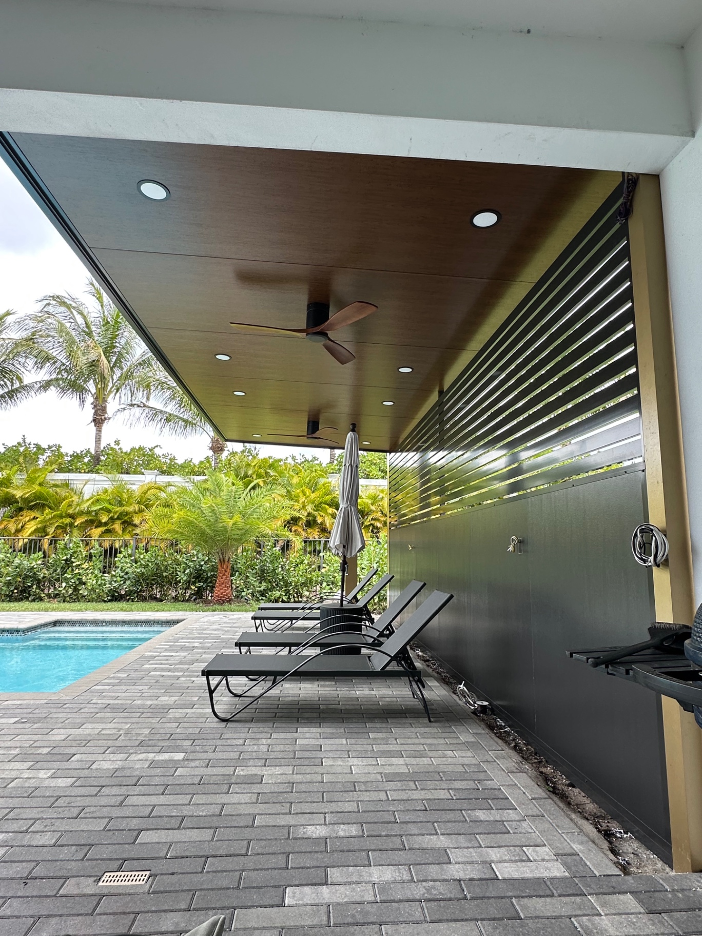 Wood-Ceiling Poolside Patio Cover