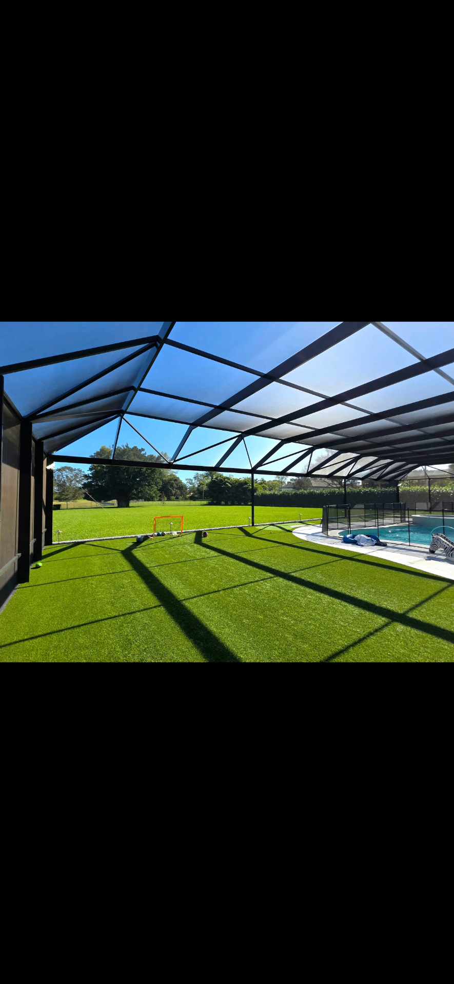 Screen Enclosure with Turf Play Area