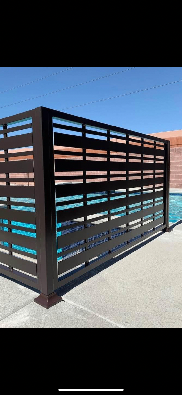 Black Horizontal-Slat Pool Fence